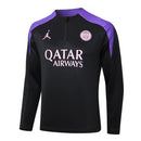 Conjunto Paris Saint Germain Zíper Curto Treino Preto e Roxo 2024/25