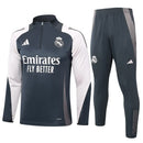 Conjunto Real Madrid Zíper Curto Treino Cinza